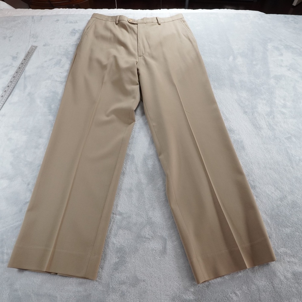 Zanella Benny Mens Dress Pants 34 Tan Wool Italy Trouser Classic Office - Picture 12 of 14